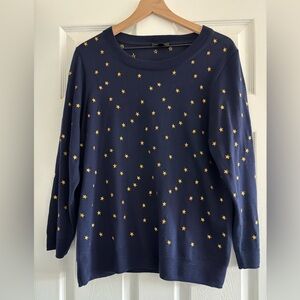 J. Crew Navy Pullover with Gold Stars